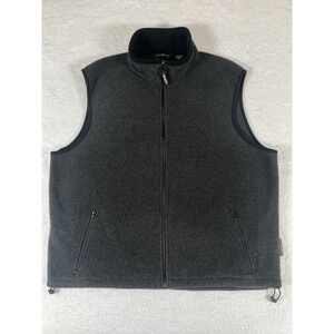 Eddie‎ Bauer PolarTec Gray Full Zip Fleece Vest Men's XL Tall XLT Outdoor Hiking